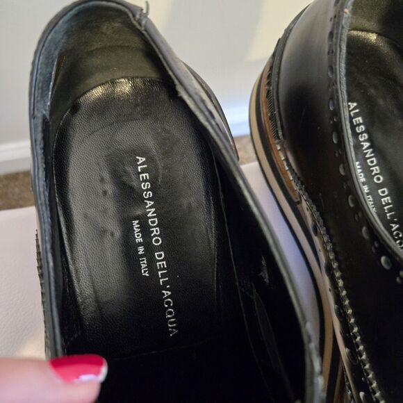 Alessandro Dell'acqua Oxford Dressy Shoes Men’s Slip on Perforated Leather Sz 8 - Picture 6 of 16